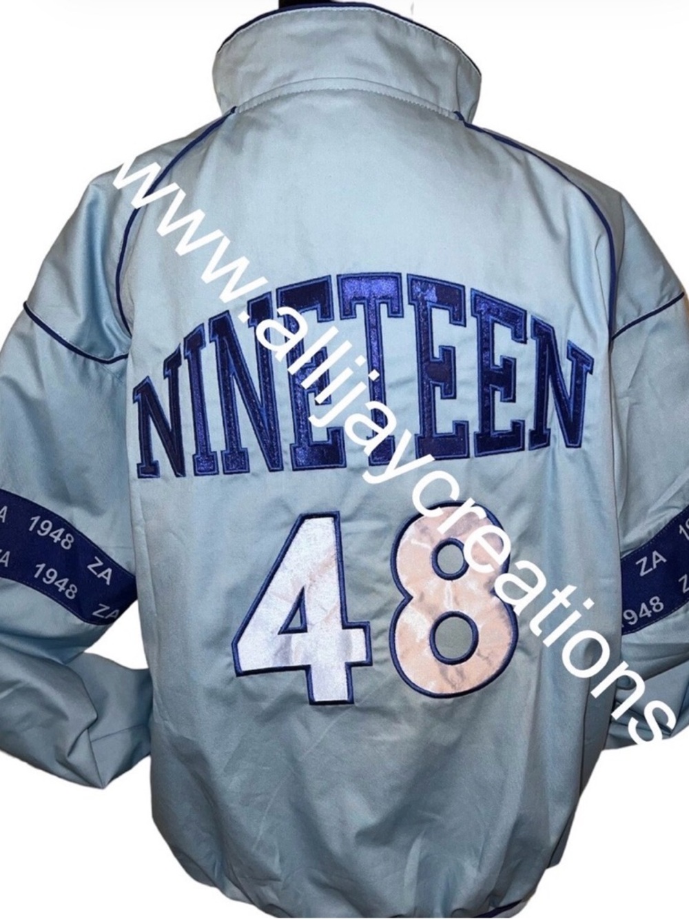NINETEEN 48 Varsity Jacket in Light Blue
